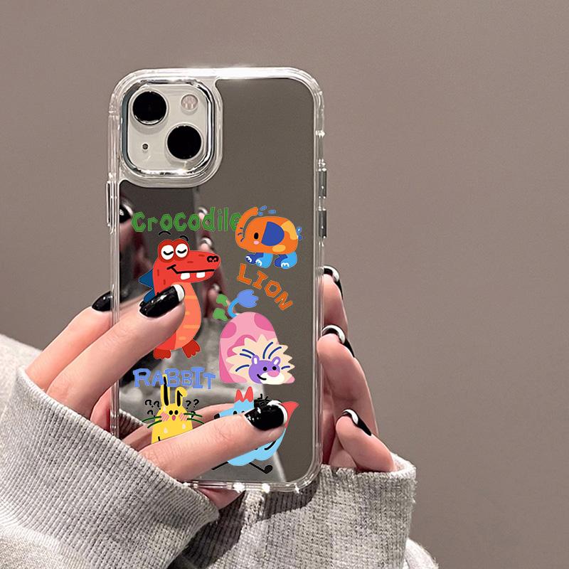 

Чехлы для мобильных телефонов iPhone 11 13 XR 15 Pro Max 12 14 Pro Max Чехол iPhone 16 XS Max Зеркальный защитный чехол Зеркальный Изысканный мультяшный водонепроницаемый iPhone 14 серебряный