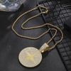 Men Hip Hop Long Cuban Chain Set Full Diamond Cross Star Round Plate Pendant European American Street Personality Niche Fashion Neck Jewelry Gift