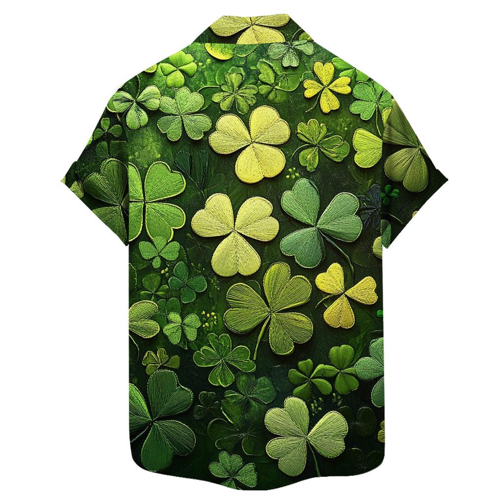 Men's Casual Short-sleeved Shirt Slim Fit Stylish Men's St. Patrick Print