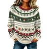 Maglione Pullover da Donna Casual Elegante a Manica Lunga con Collo Alto e Stampa Natalizia