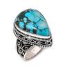 Natural Tibetan Turquoise Gemstone 925 Sterling Silver Jewelry Ring Size 8 ETC-14455