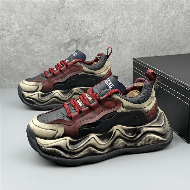 Luxury Designer Britain Vintage Men's Thick Bottom Shoes Causal Flats Moccasins Male Sports Walking Sneakers Zapatos