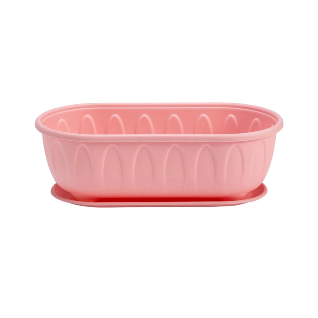 Rectangular Plastic Planter with Drainage Tray Durable Lightweight Garden Flower Pot Container Suitable for Indoor and Outdoor Use