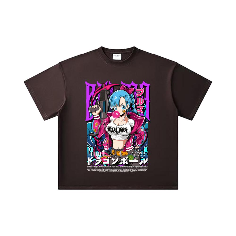 260 GSM Double Yarn 32 Count 100% Cotton Dragon Ball V66 Bulma Print Unisex Heavy Cotton T Shirt