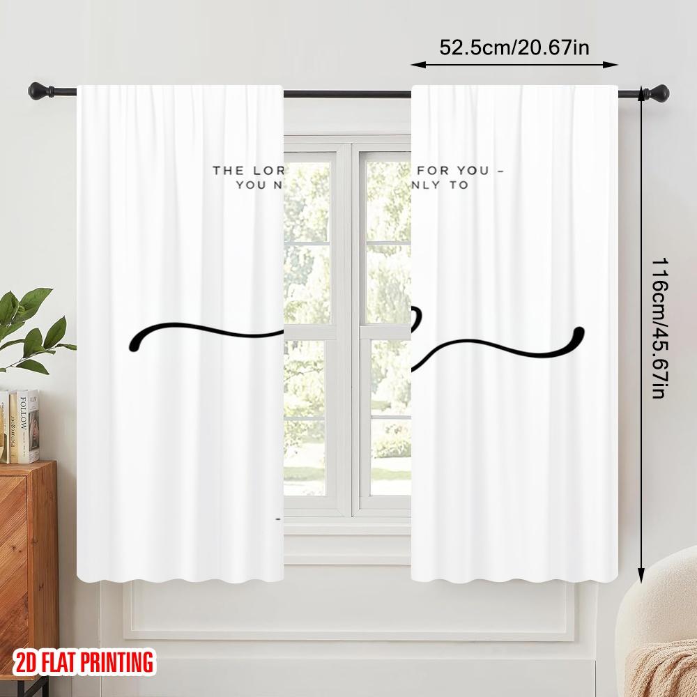 2pcs 2D flat printing Curtain Be Still Exodus 14 14 Polyester Fabric Without Electricity Seasonal Party & Holiday Decor Perfect