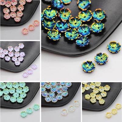 8mm Korálky DIY Šperkové Doplňky Imitace Mušlového Květu Ručně Vyráběné Kreativní Ozdoba Nehtů AB Iluzorní Barva Materiály 50ks Pryskyřice Doplňky