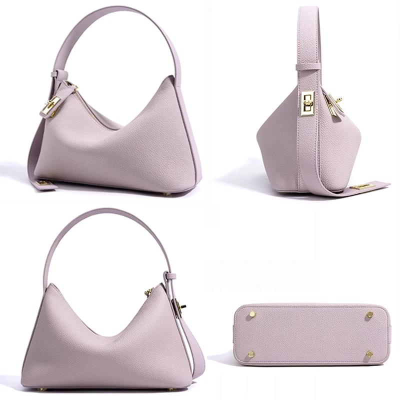 Spring Togo Cowhide Genuine Leather Women's Pillow Bag Niche Design Underarm Shoulder Handbag Fashion Daily Commute Bag