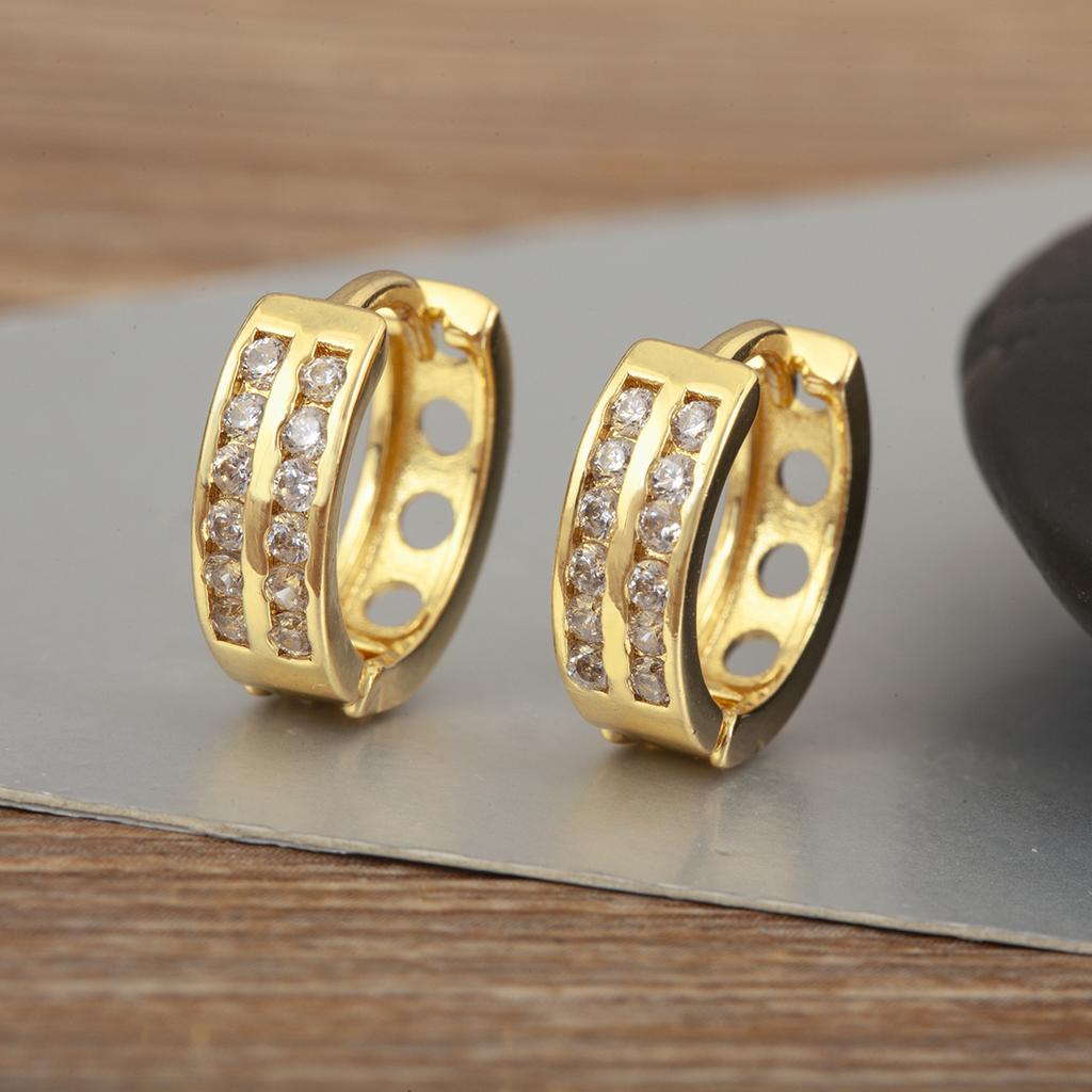 Nidin High Quality Hip-Hop Style Hoop Earrings For Women Female Geometric Copper Cubic Zirconia Ear Jewelry Daily Party Gifts