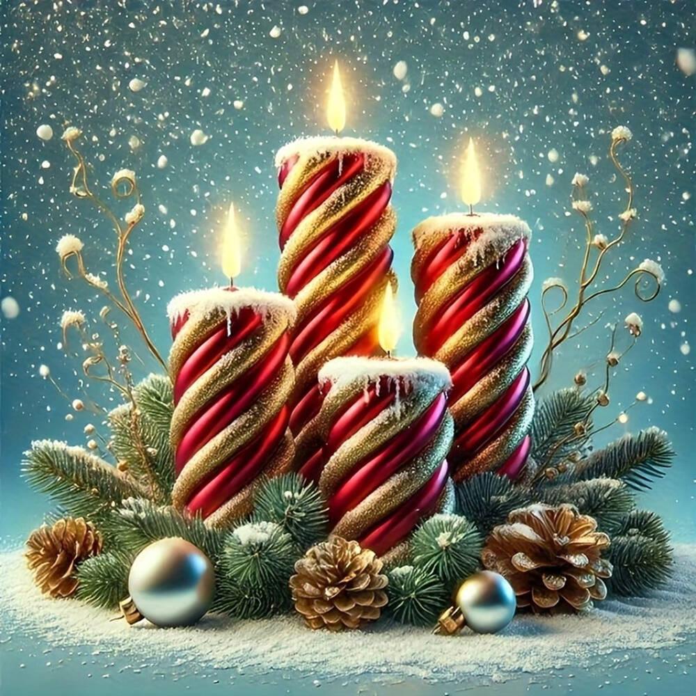 DIY 5D Diamond Painting Christmas Wreath Mosaic Candle Full Drill Embroidery Flower Crafts Art Supplies Unique Gift