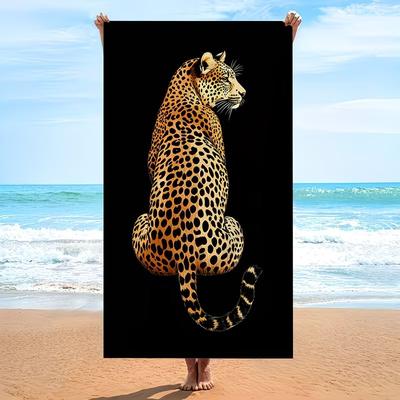 Oversized Microvezel Strandlaken Luipaardprint, Extra Groot Sneldrogend Zandvrij Badlaken, XL Dierlijk Reis Zwembad Deken