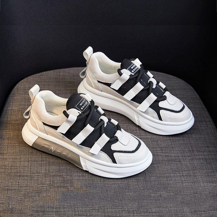White Shoes Women's  New Platform Soft Bottom Color Matching Women's Shoes Fashion Design Middle School Student Sports Casual Shoes Women