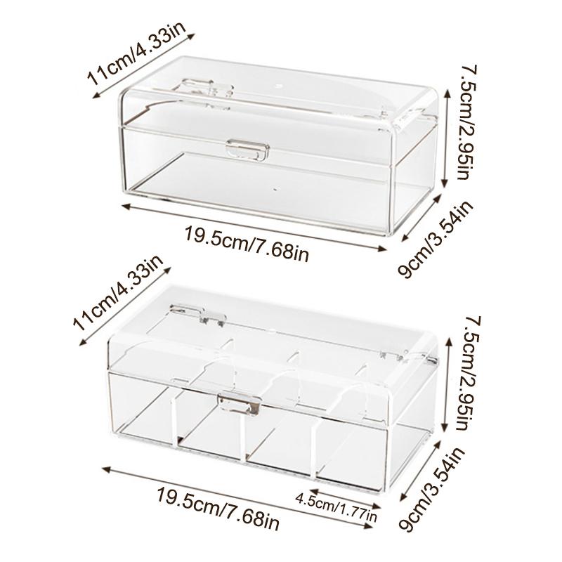 Clear Acrylic Powder Puff Layered Storage Box Dressing Table Cosmetic Powder Puff Finishing Grid Box Desktop Drawer Storage Box