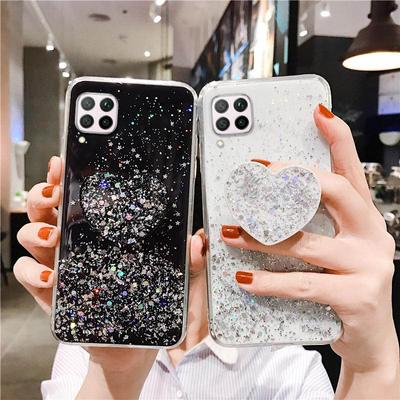 Funda con Purpurina Para Huawei P30 Lite Funda P40 Lite P50 Pro Nova 5t 10 Pro 9 Se 7 8 8i 7i 6 5i 5 4 3i 3e Soporte de Silicona con Soporte Cubierta