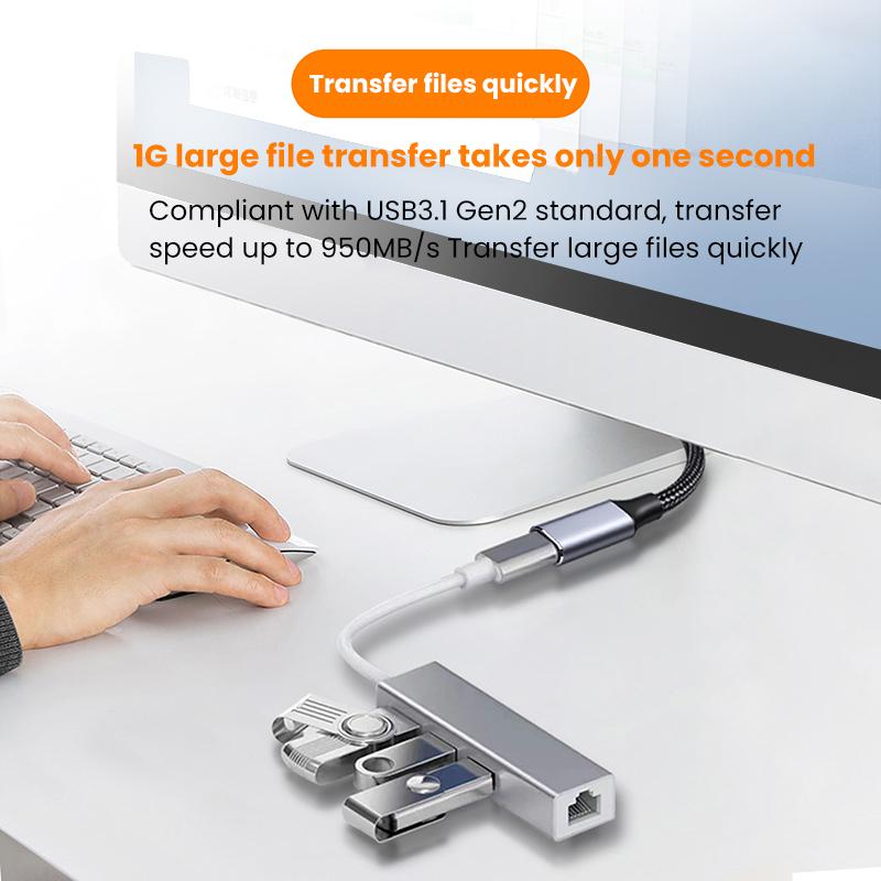 100W Quick Charging 5A USB C Extension Cable Male to Female 10Gbps Gen2 USB3.1 Data Cord