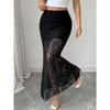 Women's Sheer Lace Maxi Skirt High Waist Floral Mesh Long Skirt Layering Party Beach