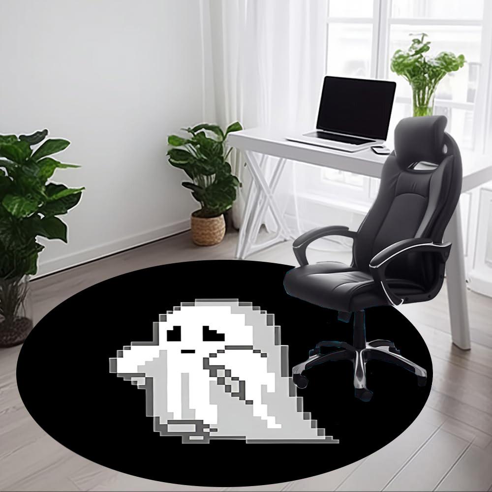 1pc Ghost Spirit Office Round Area Rug,  Mat Suitable For Office, Under Office Chairs Bedroom Living Room Home Decor, Room Deco