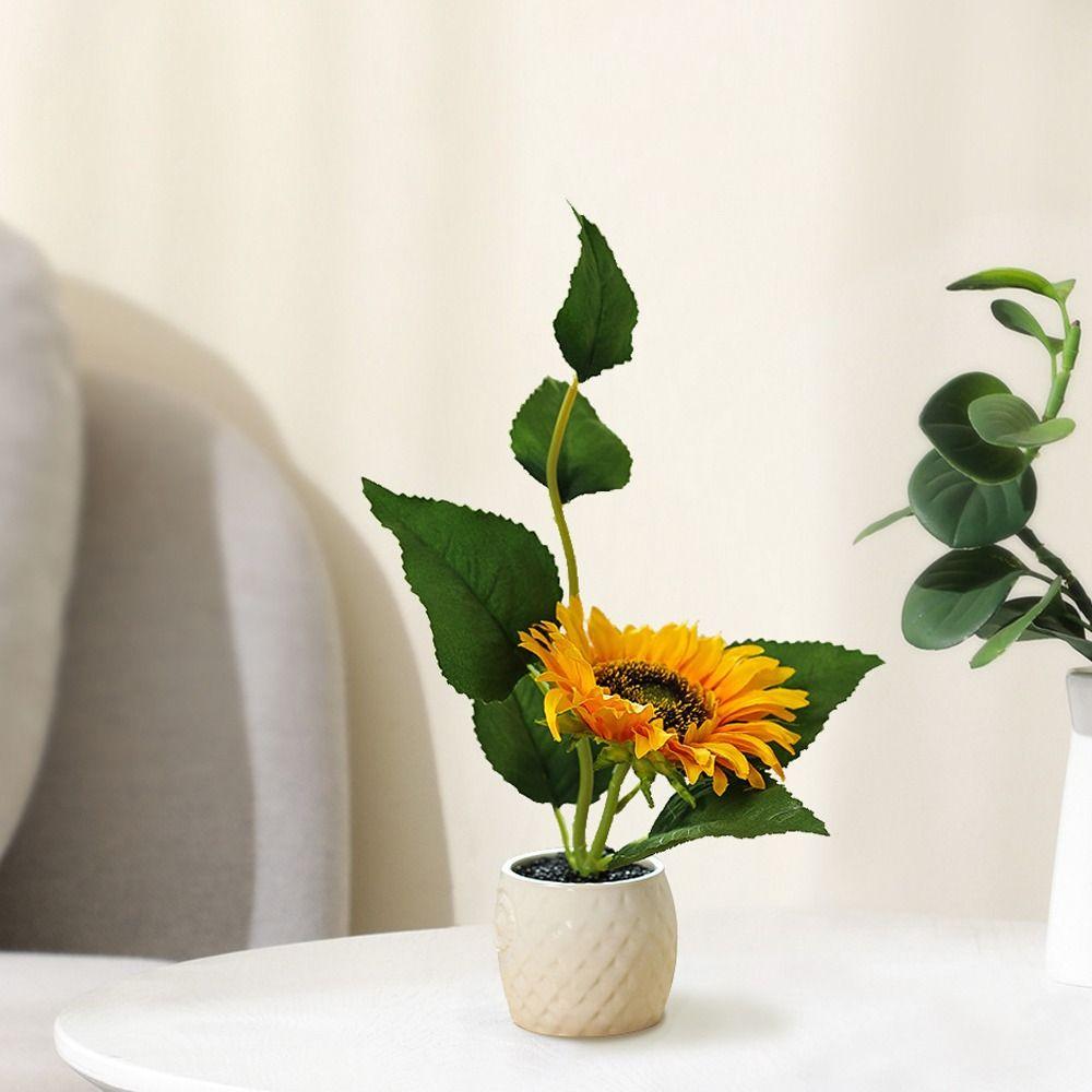 Mini Artificial Plants with Pot Simulation Flower Fake Flower Artificial Sunflower  Home Decor