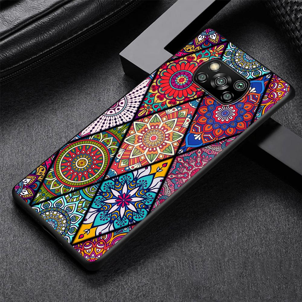 Blue Totem Flower Mandala Case for Xiaomi Poco X5 X3 NFC X4 Pro 5G F4 GT M5 M5s F3 Pocophone F1 Black Soft Phone Cover Mi 13 12T