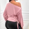 Fashion Elegant Skew Collar Loose Women's Shirts Spring and Summer Long Sleeve Lady Casual Blouses Tops Simple Asymmetric Shirt Female Clothing 26400