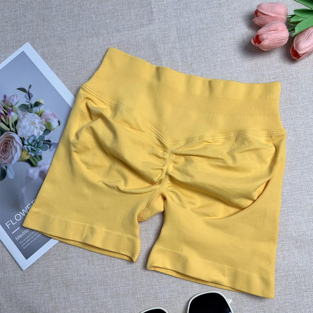 DFYNE Candy Color Raffung Nahtlose Yoga-Shorts - Dreiteiliger Bund, Enge Passform