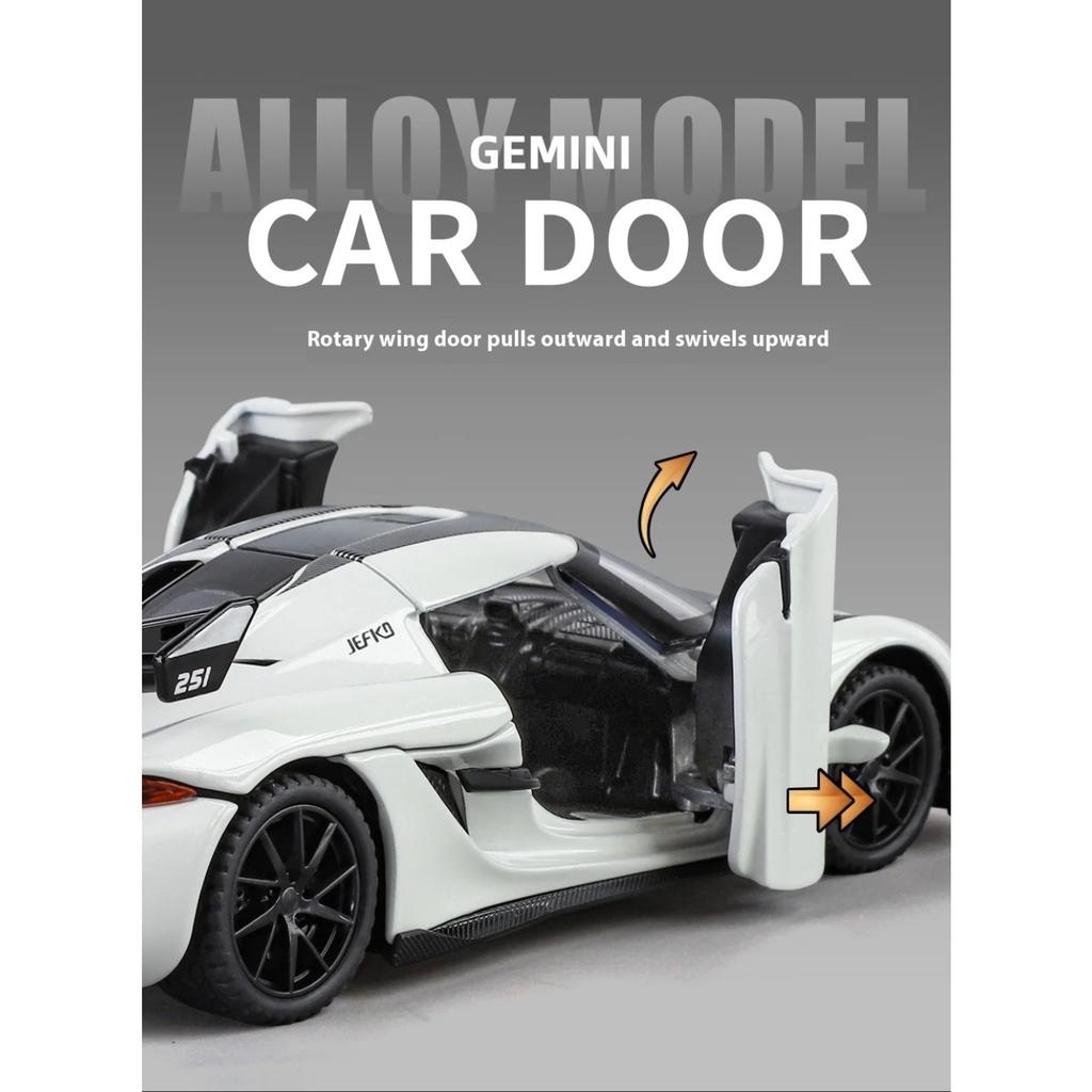 1/24 Koenigsegg Gemera GT Sports Car Alloy Diecast Model Collect Hobby Model Ornaments Gift for Friend Pull Back Toy New Style Sports Car