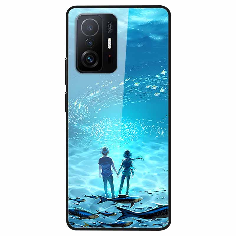 Luxury Case for Xiaomi Mi 11T Pro Cover Tempered Glass Cover for Xiaomi 11T 11 T Pro Phone Case for Xiaomi 11TPro Fundas 2021