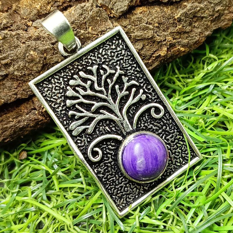 

Cherolite Gemstone 925 Sterling Silver Plated Boho Hippie pendant Rnov-962 M синий