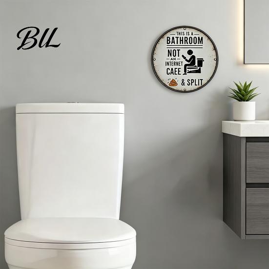Humorous Restroom Sign Vintage Wooden Bathroom This Is A Not Cafe Shelf Decor Funny Wall Art Rustic Hanging Round Plaque for Farmhouse Washroom Door