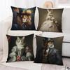 Home Decor Fantasy-Tiere in viktorianischen Kostümen Kissenbezüge Muster Kissenbezug Geeignet für Sofa Schlafzimmer Auto Kissenbezug