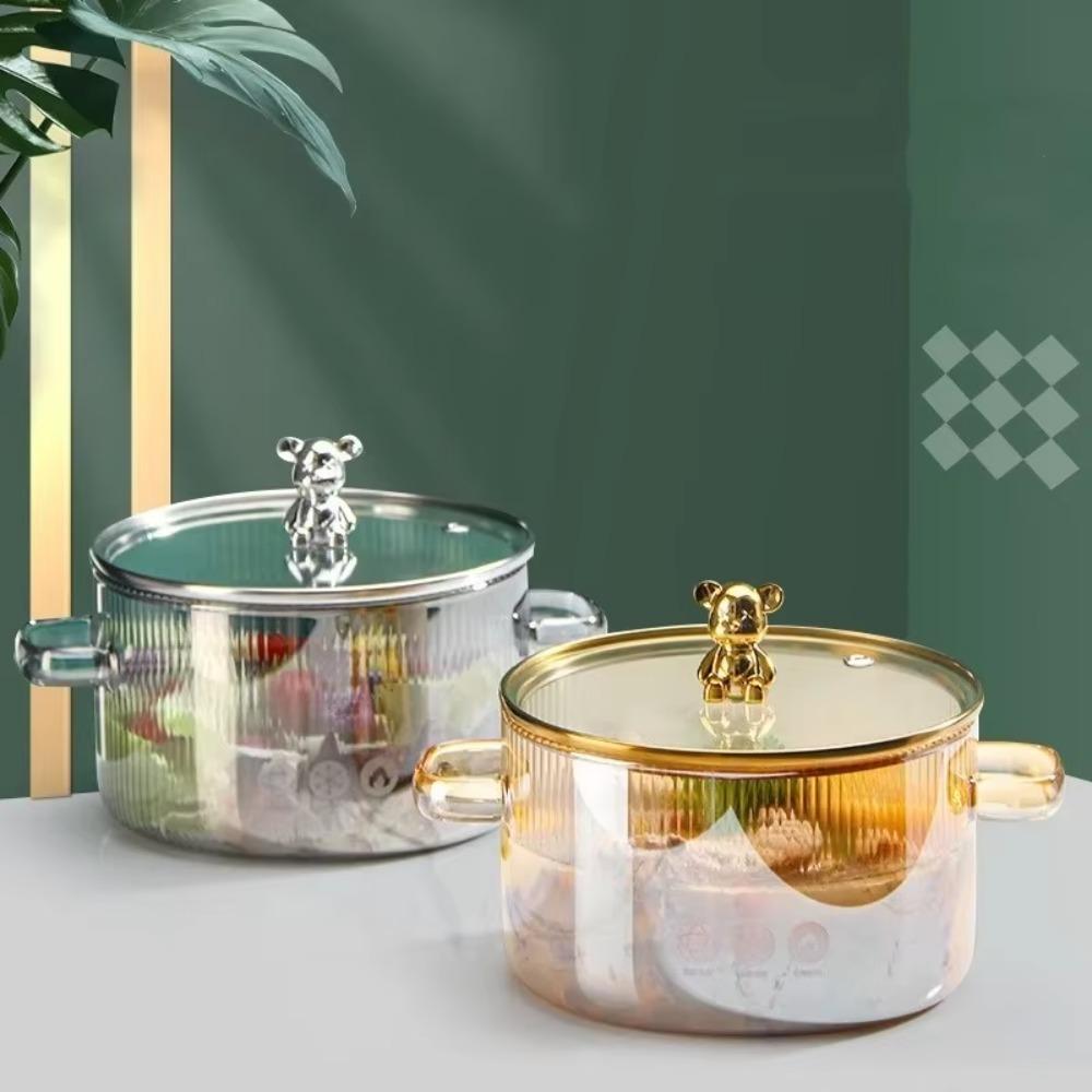 Binaural Griff Bär Glas Kasserolle Hitzebeständiger Kochtopf Ramen Schüssel Brei