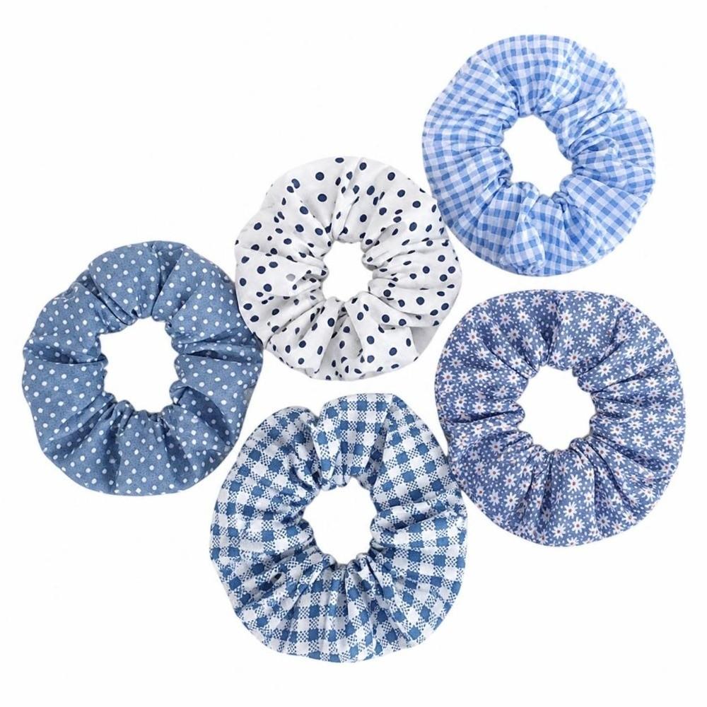 5pcs/set Elastic Floral Fabric Headbands Vintage Floral Ponytail Holder Scrunchie Hair Ties  Daily