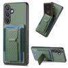 For Samsung Galaxy S25+ Case with Card Holder Kickstand Fiber Pattern Leather Back Cover