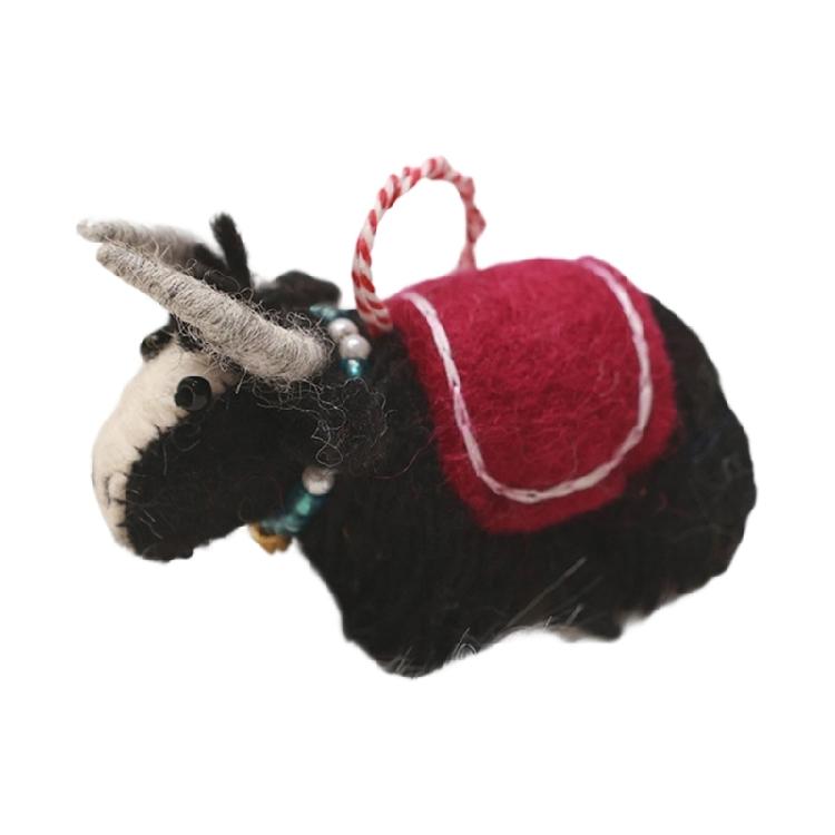 Artistic Yak Shape Figure Pendant Soft Felt Woolen Farm Animal Miniature Hanging Ornament For Gifting Decoration