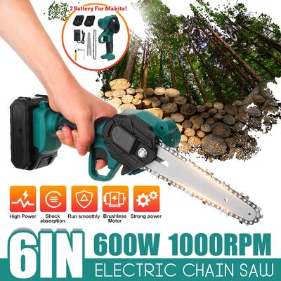 6 Inch Cordless Electric Pruning Saw Rechargeable One-handed Woodworking Tool Mini Green Chain Saw for Wood Cutting Spliting