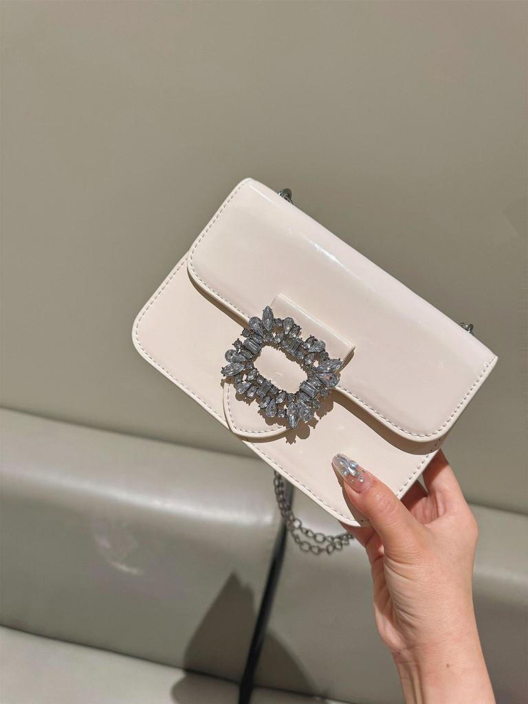 Beliebte Handtasche 2025 Frühling neue Damentasche Diamant Schultertasche Lackleder glänzend Umhängetasche Tide