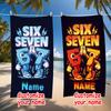 1 Stück Individuelles Personalisierbares Handtuch mit der Zahl Sechs Sieben, Cooles Cartoon-Gamer-Thema, Schnelltrocknendes Handtuch für den Sommerstrandurlaub