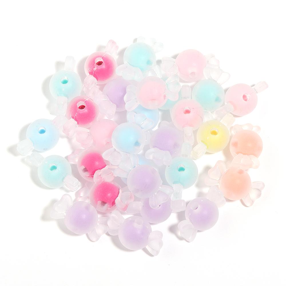 50pcs/lot Colored Acrylic Round Beads Loose Spacer Star Flower Pumpkin Bead For Girls DIY Charm Jewelry Making Bracelet Necklace