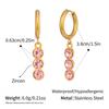 Stainless Steel Geometric Hoop Earrings Women White Pink Short Row Zircon Earrings Buckle Exquisite Anti-Allergy Banquet Jewelry