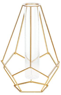 Stilvolle nordische goldene Glas-Blumenvase, Niedlich Groß, Perfekt für Trockenblumen, Innendekor, Einfaches geometrisches Design