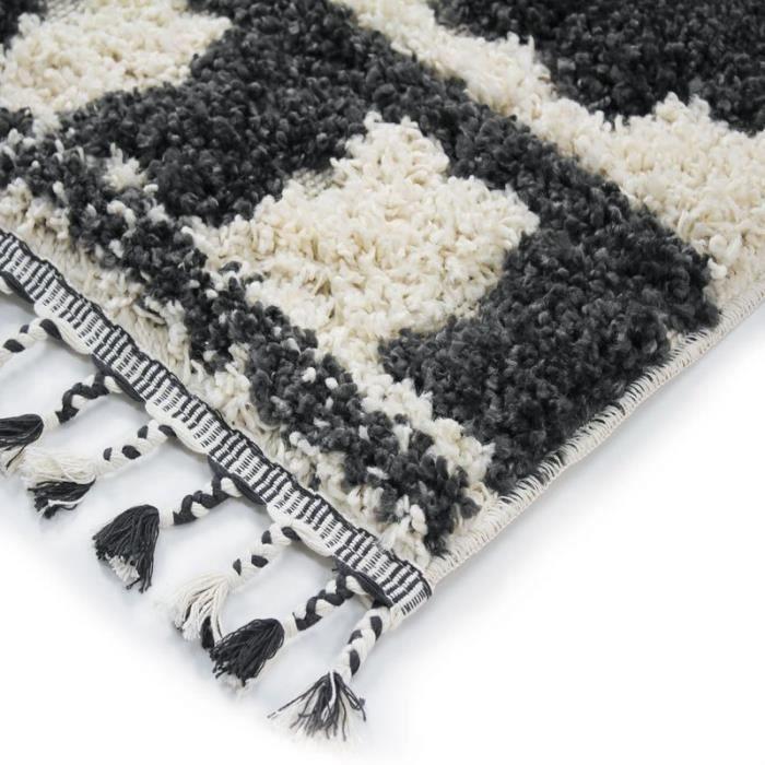 Tapis salon à reliefs triangles crème gris 160x230