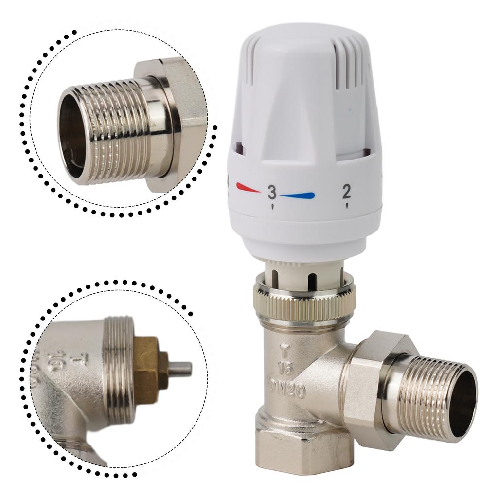 Thermostatic Radiator Valve DN20 DN15 White Silver Precise Special Valve 1 Pc Copper For Floor Heating Multiple Settings
