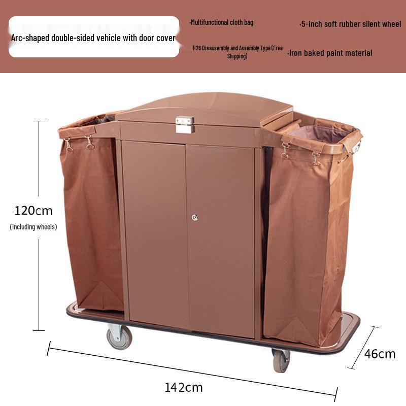 Hotel Linen & Room Service Cart – Stainless Steel Double-Sided Trolley for Cleaning & Sanitation.