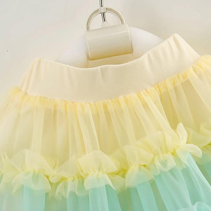 Falda de Media Longitud para Niñas Verano Nuevo Estilo Falda Tutú para Niñas Falda de Hilo Abullonada para Niños Falda Corta de Princesa para Bebé