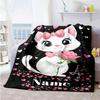 Cat Flowers Personalized Text Blanket Multi-purpose Customizable Blanket Warmthful Decor for Nap Sofa Office Chair Office Four Seasons Multipurpose