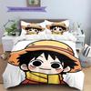 Luffy Patterned Pillowcase & Duvet Cover Set Casual Bedding for Bedroom Decoration Perfect Present.-TING