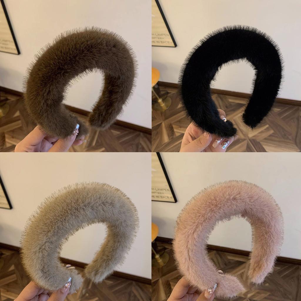 Winter Yoga Spa Sports Hair Hoop Delicate Plush Hairband Faux Furs Designed Woman Teens Wash Face Hair Accessory