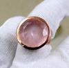 Rose Quartz Round Gemstone Handmade Ring, Solid 925 Sterling Silver, Rose Gold Ring, Birthday Jewelry, Ring For Women