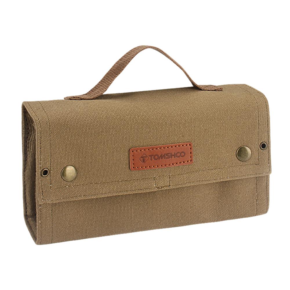 TOMSHOO Portable Spice Bag with 10 Spice Jars Canvas Seasoning Storage Bag Organizer Seasoning