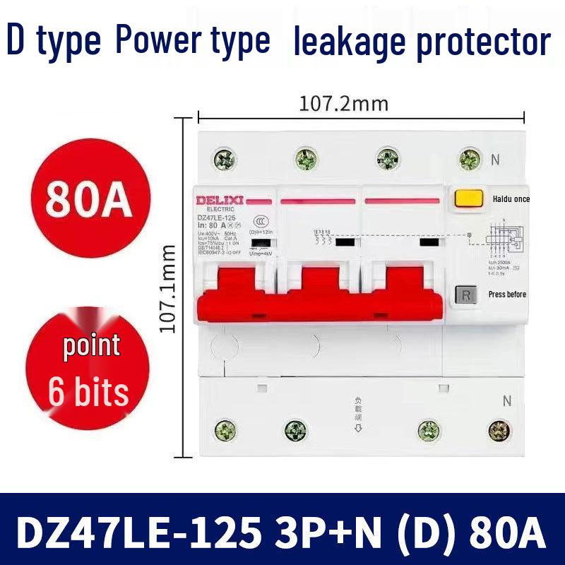 Delixi 380V 3P+N Circuit Breaker with Earth Leakage Protection