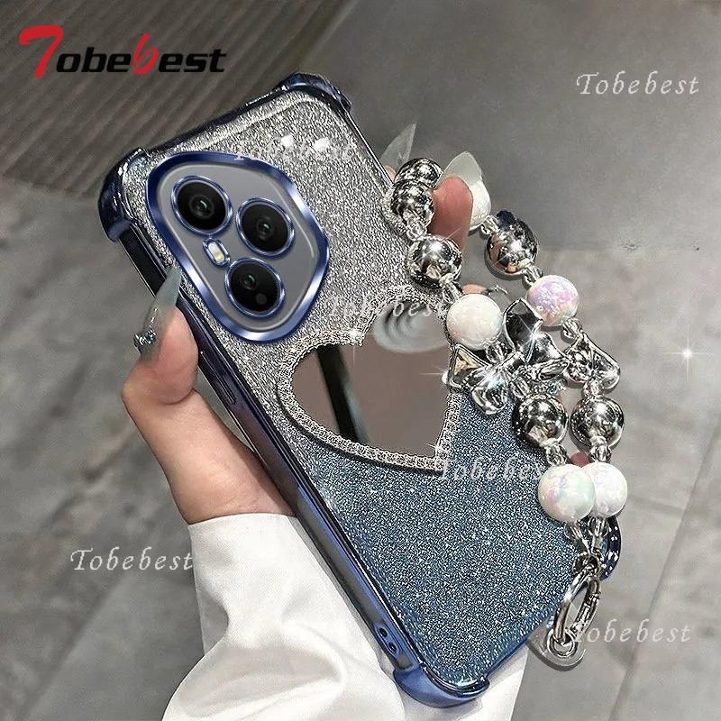 Love Mirror Bead bracelet Plating Case for Huawei Honor 400 300 Ultra 200 100 90 Lite 80 70 60 Pro Glitter Shockproof Cover